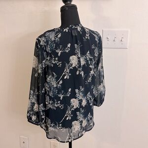Lucky Brand Sheer Floral Blouse, sz Small.